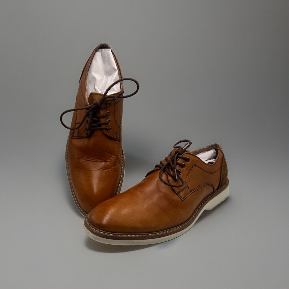 Florsheim Fuel Men's Plain Toe Oxford Cognac Leather Suede Accent Shoes Size 10D